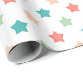 Sternmuster: Rot, Grün, Blau und Pfirsich Delight Geschenkpapier (Rolleneckpunkt)