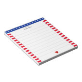 Sternmuster, rote, weiße Streifen und Herz-Linse Notizblock (angewinkelt)