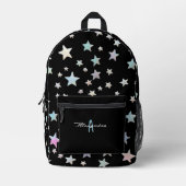 Sternmuster Schwarz Cool Trendy Mit Monogramm Bedruckter Rucksack (Vorderseite)