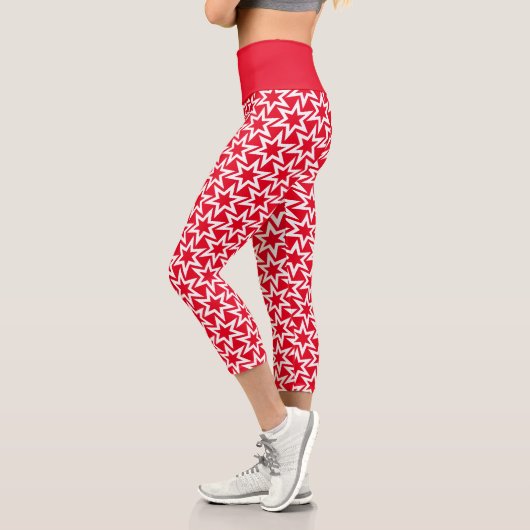 Sternmuster weiß und rot geometrisch capri leggings (Links)