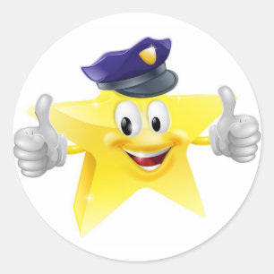 Sternpolizist-Cartoon Runder Aufkleber