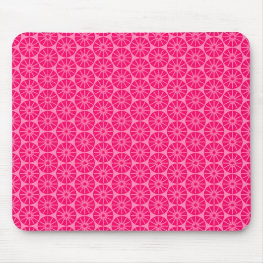 Sternrad Muster - Neon Red auf Pink FF87B6 Mousepad (Vorne)
