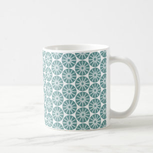 Sternrad Muster - Ocean Green auf Weiß Kaffeetasse