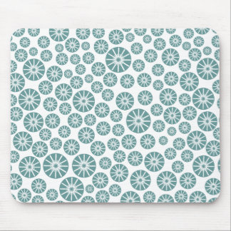 Sternrad Muster - Ocean Green auf Weiß Mousepad