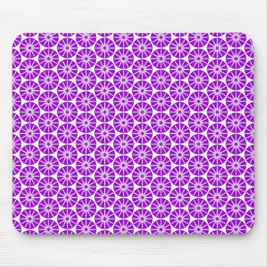 Sternradmuster - Lila auf Weiß Mousepad (Vorne)