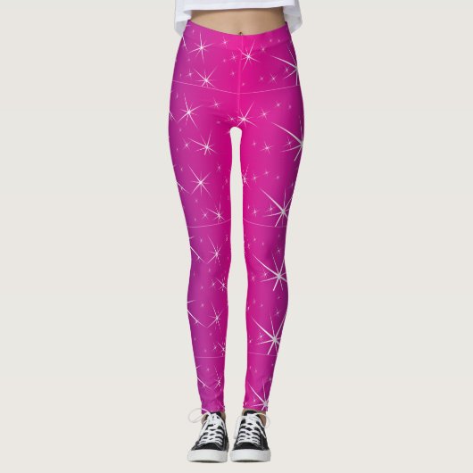 Sternrosa Muster Leggings (Vorderseite)