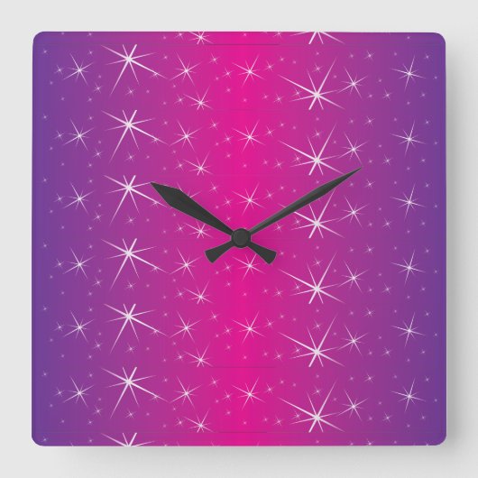 Sternrosa Muster Quadratische Wanduhr (Vorderseite)