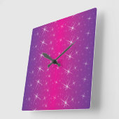Sternrosa Muster Quadratische Wanduhr (Winkel)