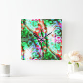 Sternschattierungen an gläsernen Blumenspots, rosa Quadratische Wanduhr (Zuhause)