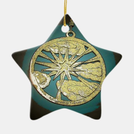 Sternschnupfen durch Wolken Keramik Ornament (Vorne)