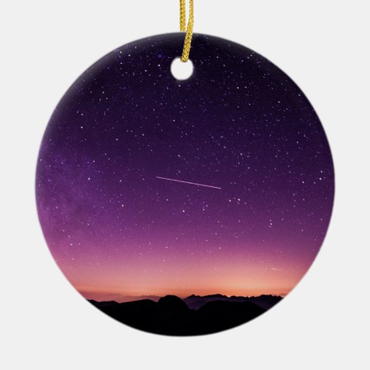 Sternschnuppe im Himmel Keramik Ornament (Vorne)