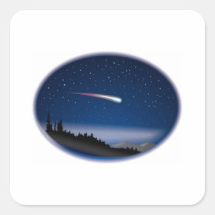Sternschnuppe über Nacht Quadratischer Aufkleber