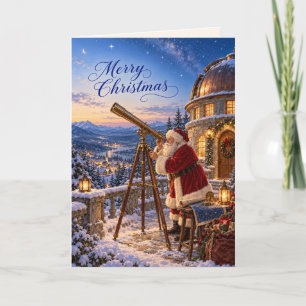 Sternwarte-Teleskop-Sternenhimmel Weihnachten Sant Karte