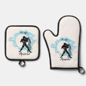Sternzeichen - Aquarius Ofenhandschuh & Topflappen-Set (Vorderseite)