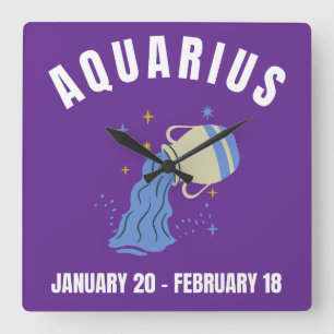 Sternzeichen Aquarius Quadratische Wanduhr