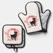 Sternzeichen - Äries Ofenhandschuh & Topflappen-Set (Vorderseite/Rückseite)