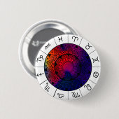 Sternzeichen - Astrologisches Rad Button (Vorne & Hinten)