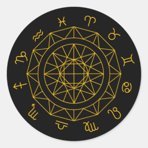 Sternzeichen Astrologisches Rad Runder Aufkleber