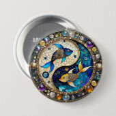 Sternzeichen - Fische Yin und Yang Button (Vorne & Hinten)