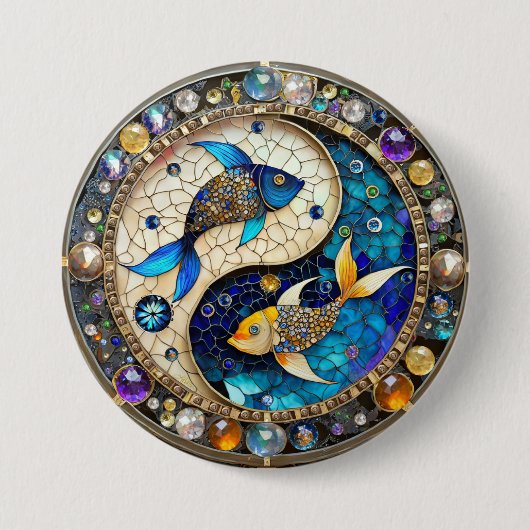 Sternzeichen - Fische Yin und Yang Button (Vorderseite)