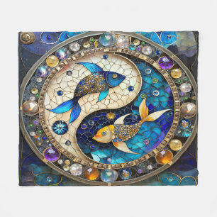 Sternzeichen - Fische Yin und Yang Fleecedecke