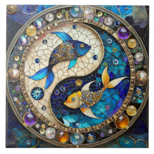 Sternzeichen - Fische Yin und Yang Fliese