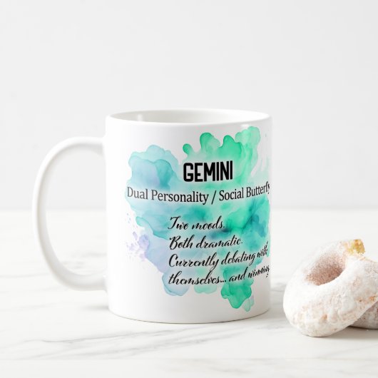 Sternzeichen Frauen, Zwillinge Kaffeetasse (Mit Donut)