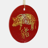 Sternzeichen für das Schwein Chinesisches Horoskop Keramik Ornament (Rechts)