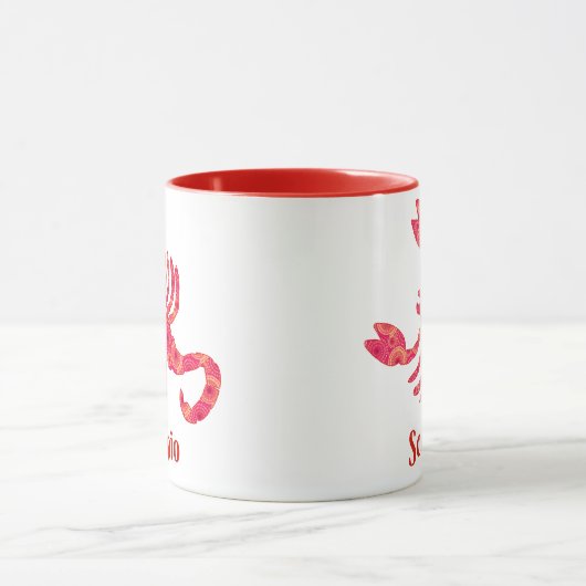 Sternzeichen für Skorpio in Rot und Korallen Tasse (Zentrum)