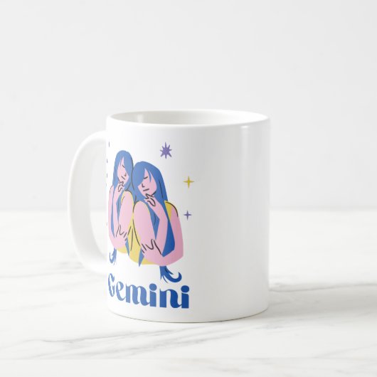 Sternzeichen | Gemini Star Sign Illustration Kaffeetasse (Vorderseite Links)