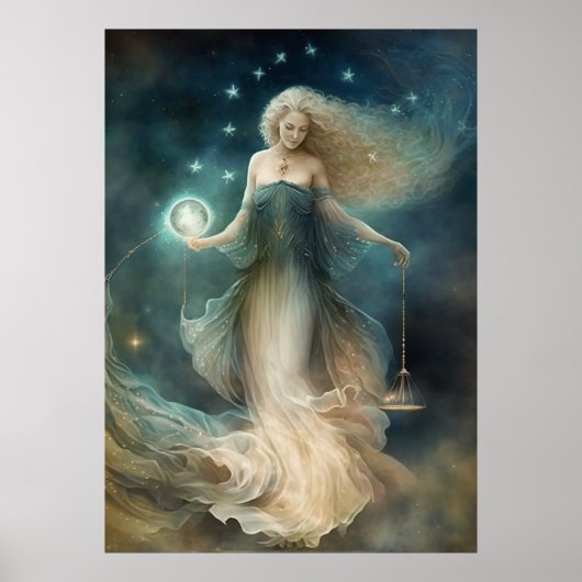 Sternzeichen Libra Goddess, Himmelssein, Zodiac Poster (Vorne)