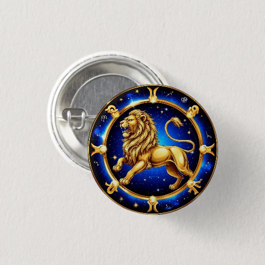 Sternzeichen Löwe Emblem Button (Vorne & Hinten)