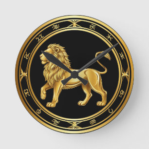 Sternzeichen Löwe Emblem Runde Wanduhr