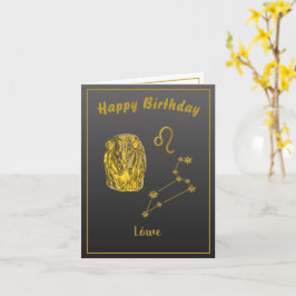 Sternzeichen Löwe, gold - Karte