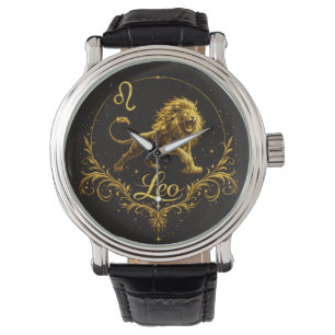 Sternzeichen Löwe golden Armbanduhr