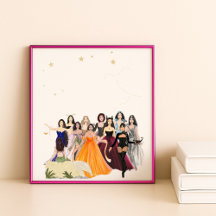 Sternzeichen, Modezeichnungen, Kunstwerke, Landsch