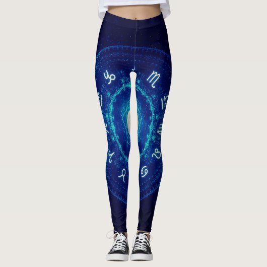 Sternzeichen Niedlich Astrologie Frauen Nachthimme Leggings (Vorderseite)