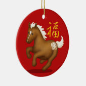 Sternzeichen Pferd "Glück" Chinesisches Neujahrsbr Keramik Ornament (Rechts)