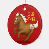 Sternzeichen Pferd "Glück" Chinesisches Neujahrsbr Keramik Ornament (Links)