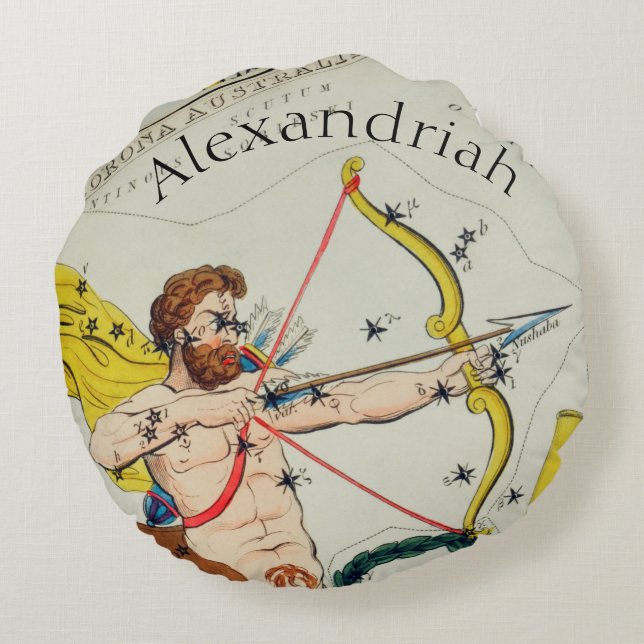 Sternzeichen Sagittario Runder Pillo Rundes Kissen (Rückseite)