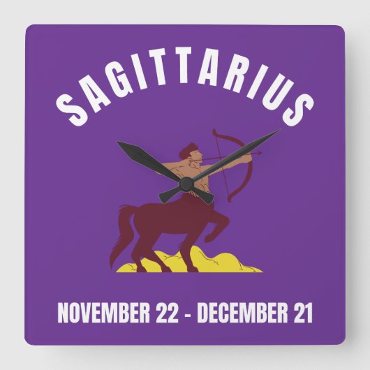 Sternzeichen Sagittarius Quadratische Wanduhr (Vorderseite)