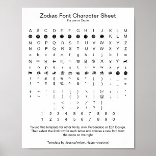 Sternzeichen-Schriftzeichen-Referenz Poster