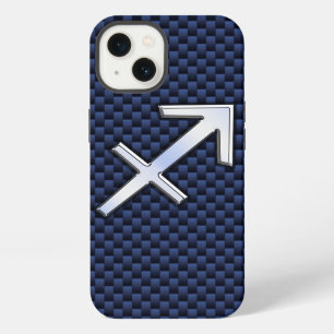 Sternzeichen Schütze auf Navy-Kohlenstofffaser-Dru iPhone 13 Hülle