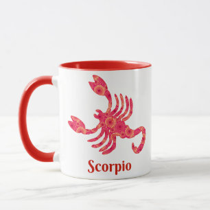 Sternzeichen Skorpion in Rot und Koralle Tasse