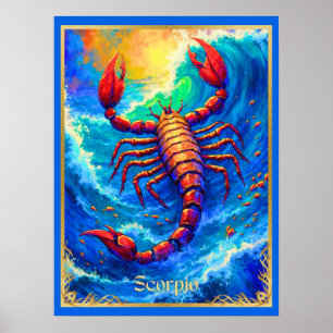 Sternzeichen Skorpion taucht aus tiefen Gewässern Poster