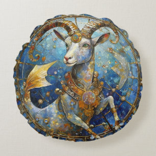 Sternzeichen - Steinbock der Meeresziege Rundes Kissen