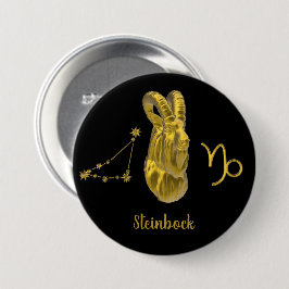 Sternzeichen Steinbock, gold -  Button
