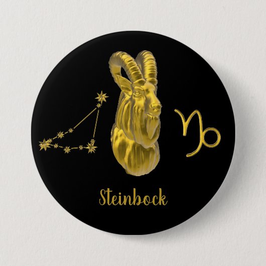 Sternzeichen Steinbock, gold - Button (Vorderseite)