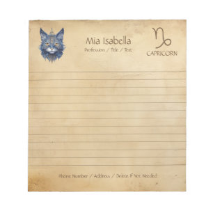 Sternzeichen Steinbock & Himmels-Katze Notizbuch Notizblock