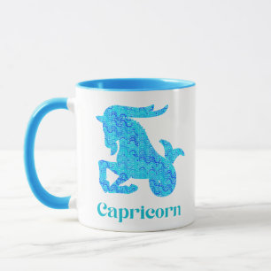 Sternzeichen Steinbock in Türkis und Blau Tasse